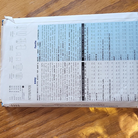 Butterick Classics Sewing Pattern 5311 - Picture 2 of 3